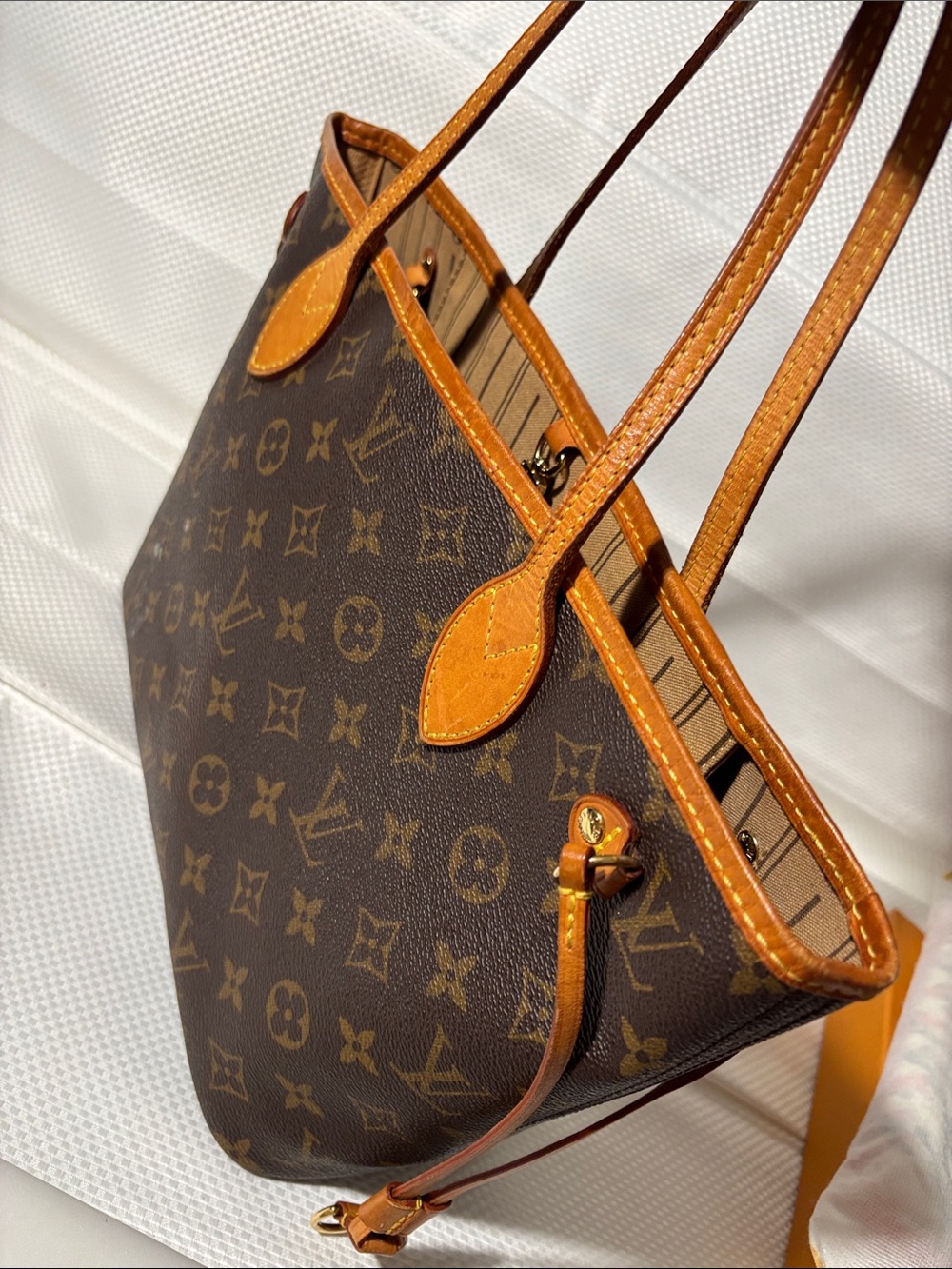 Louis Vuitton Brown Monogram Canvas Tote with Tan Trim and Handles - Picture 10 of 10